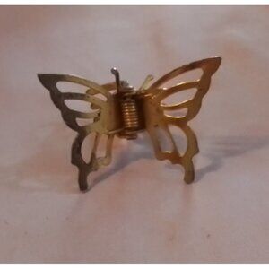 Gold-Tone Butterfly Metal Hair Clip Decorative Spring Closure Accessory